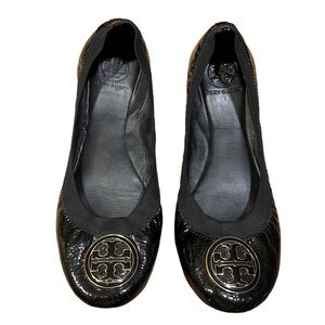 TORY BURCH Black Patent Leather Caroline Ballet Flats Size 8​​​​​​